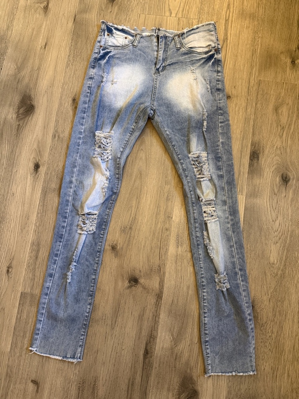 Distressed Light Wash Skinny Jeans